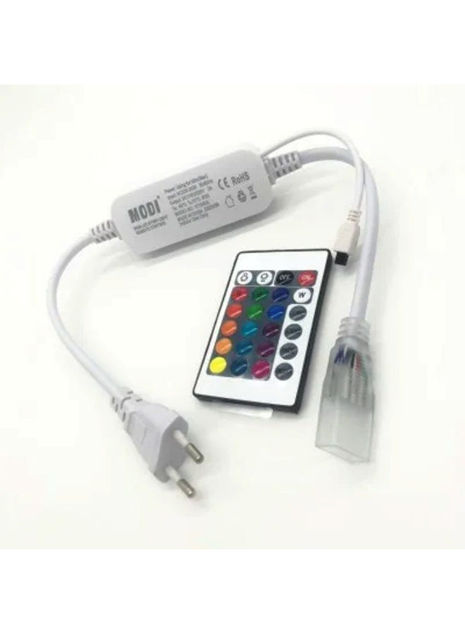 شريط إضاءة LED RGB بطول 5 أمتار، 220 فولت، مقاوم للماء بمعيار IP65، مع جهاز تحكم عن بعد - إضاءة LED مرنة قابلة للقص ومتغيرة الألوان، مناسبة للاستخدام الداخلي والخارجي في المنزل، والجدران، والمطابخ، وأجهزة التلفزيون، والحدائق - Image 2