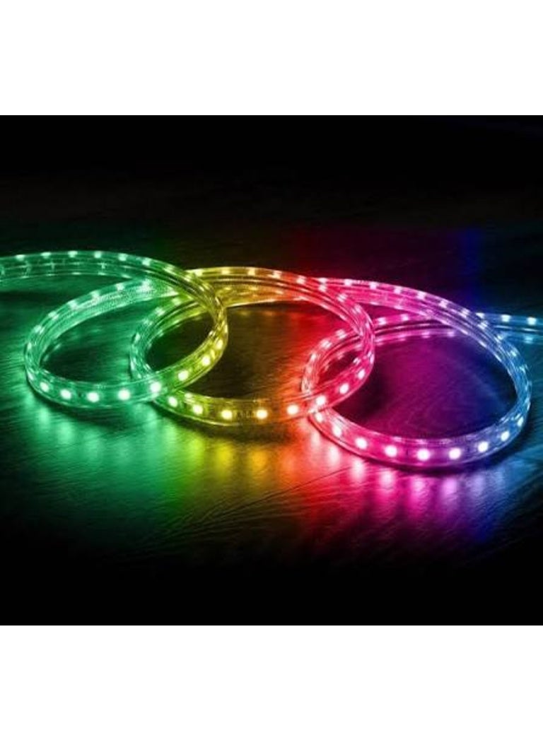شريط إضاءة LED RGB بطول 5 أمتار، 220 فولت، مقاوم للماء بمعيار IP65، مع جهاز تحكم عن بعد - إضاءة LED مرنة قابلة للقص ومتغيرة الألوان، مناسبة للاستخدام الداخلي والخارجي في المنزل، والجدران، والمطابخ، وأجهزة التلفزيون، والحدائق - Image 1
