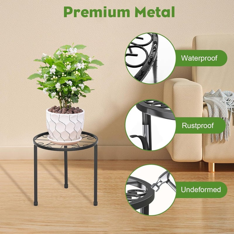 MEETOZ 5 Pack Metal Plant Stands, Heavy Duty Flower Plant Pot Stands for Multiple Plant,Anti-Rust Metal Round Shelf for Room Indoor and Outdoor - Image 4