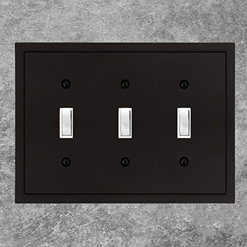Henne Bery Modern Edge Decorative Wall Plate Switch Plate Outlet Cover, Durable Solid Zinc Alloy (Triple Toggle, Matte Black) - Image 4