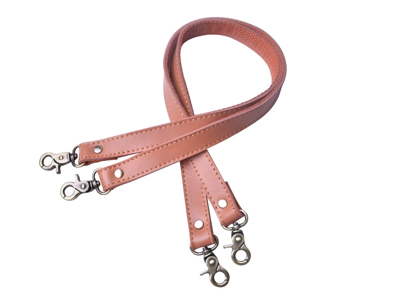 Wento Camel Genuine Leather Purses Straps, Lobster Hook, 24'' x 0.78'', Real Leather Sewing Canvas Backing, Replacement Purse Straps, Handbag Bag Wallet Straps - Image 5