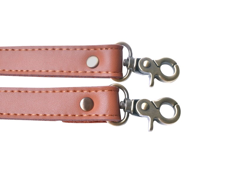 Wento Camel Genuine Leather Purses Straps, Lobster Hook, 24'' x 0.78'', Real Leather Sewing Canvas Backing, Replacement Purse Straps, Handbag Bag Wallet Straps - Image 2