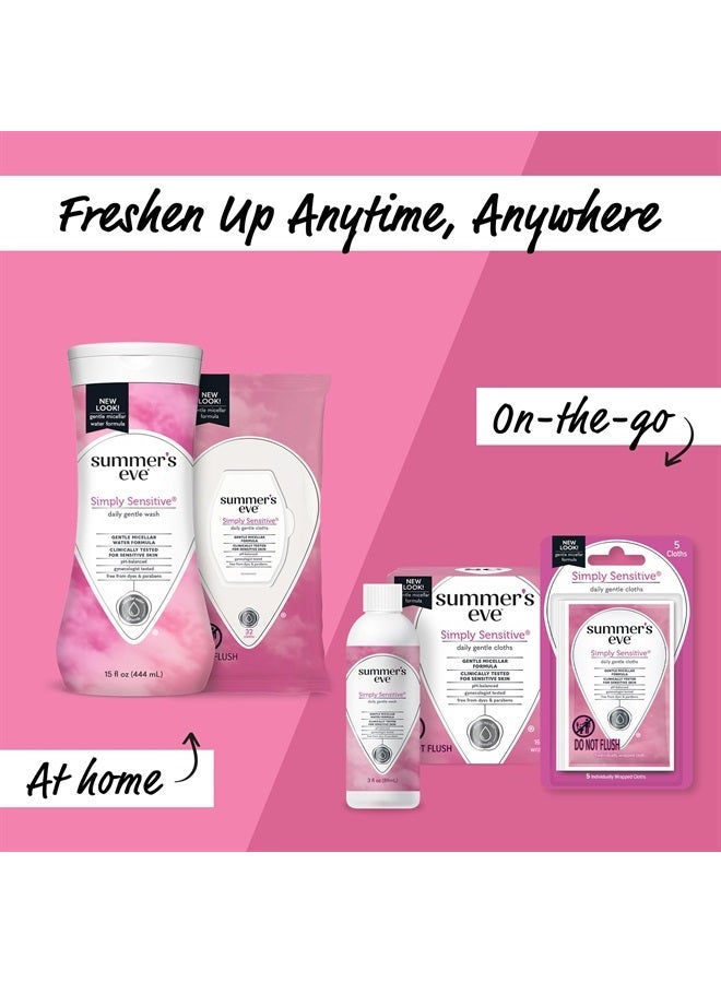 Summer's Eve Simply Sensitive Daily Gentle Feminine Wipes, Removes Odor, pH balanced, 32 count, 4 Pack - Image 5