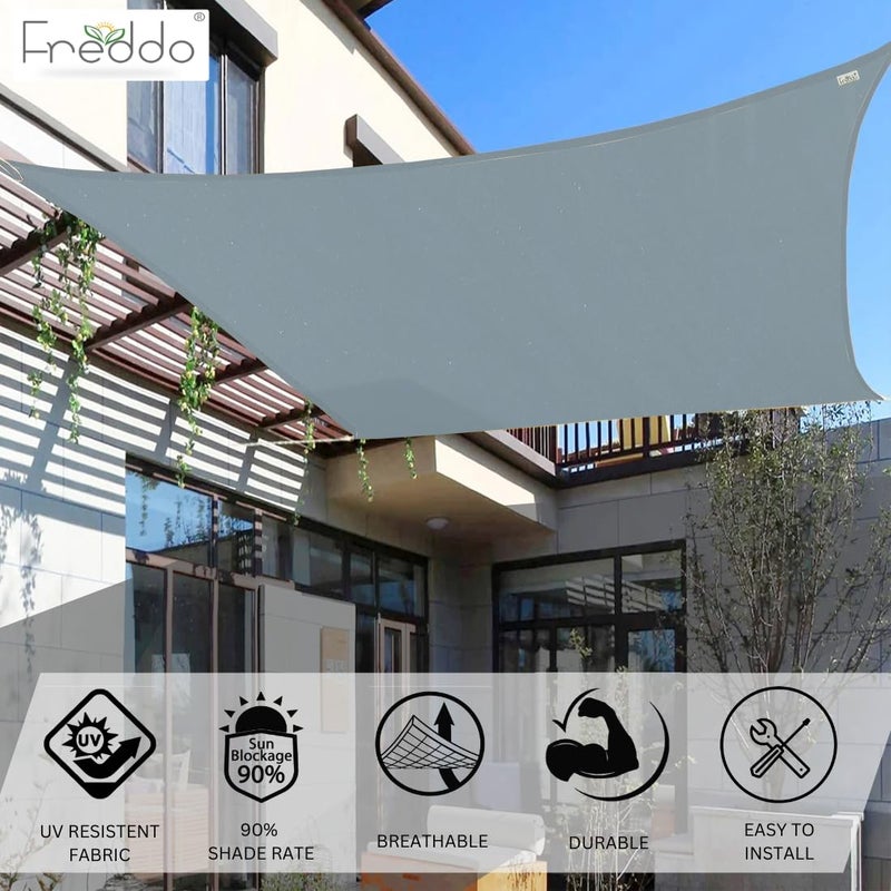 FREDDO HDPE Fabric Sun Shade Sails 9095 Protection from Sun UV Rays Ideal for Car Parking Outdoor Garden Balcony Patio Grey Color 12 ft x 15 ft Pack of 1 Piece - Image 2