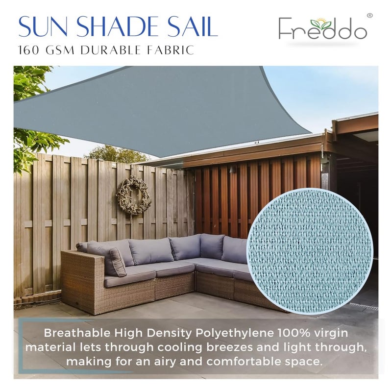 FREDDO HDPE Fabric Sun Shade Sails 9095 Protection from Sun UV Rays Ideal for Car Parking Outdoor Garden Balcony Patio Grey Color 12 ft x 15 ft Pack of 1 Piece - Image 3