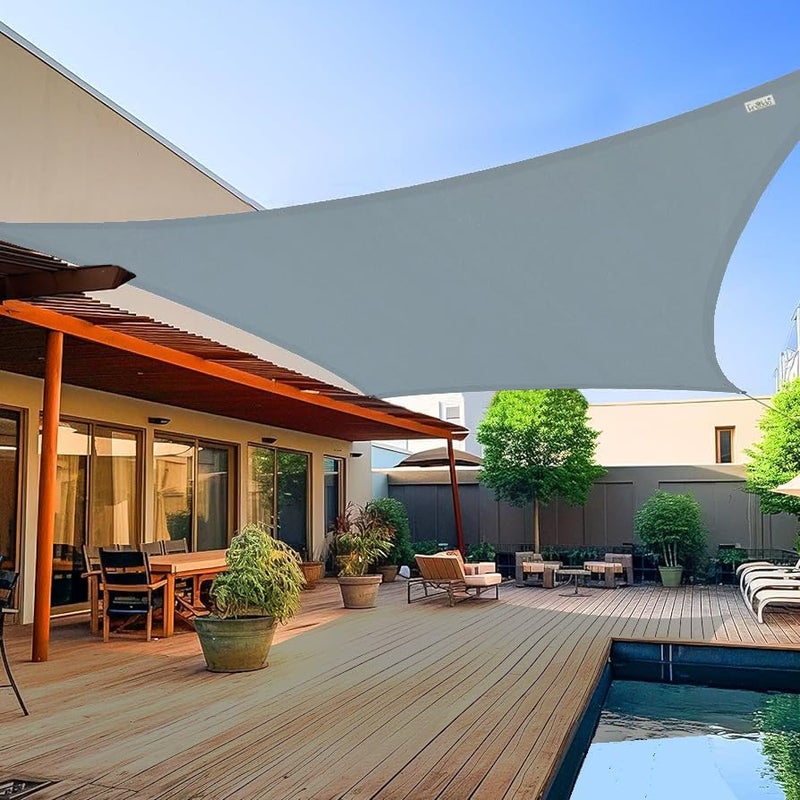 FREDDO HDPE Fabric Sun Shade Sails 9095 Protection from Sun UV Rays Ideal for Car Parking Outdoor Garden Balcony Patio Grey Color 12 ft x 15 ft Pack of 1 Piece - Image 1