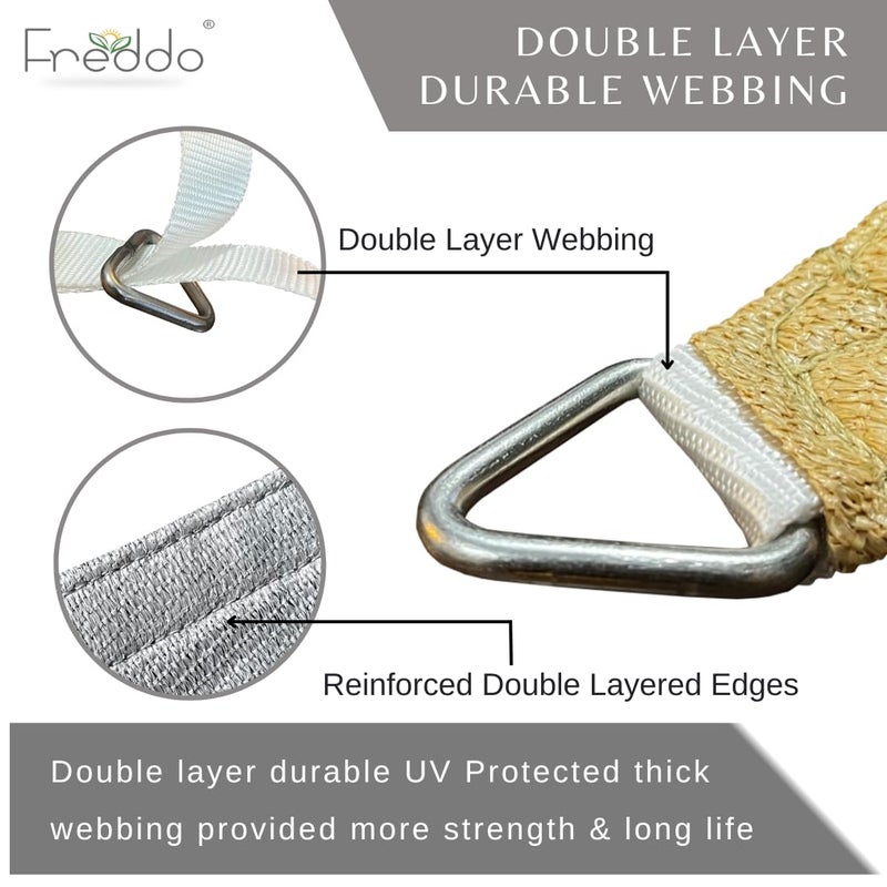 FREDDO HDPE Fabric Sun Shade Sails 9095 Protection from Sun UV Rays Ideal for Car Parking Outdoor Garden Balcony Patio Grey Color 12 ft x 15 ft Pack of 1 Piece - Image 5