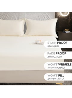 Donetella Bedding Fitted Sheet 3-Pcs Super King Size Solid Bed Sheet Set Fits(200x200CM) With Pillowcases And 35 CM Extra Deep Brushed Microfiber Bed Sheet,Lemon Grass  - Image 4