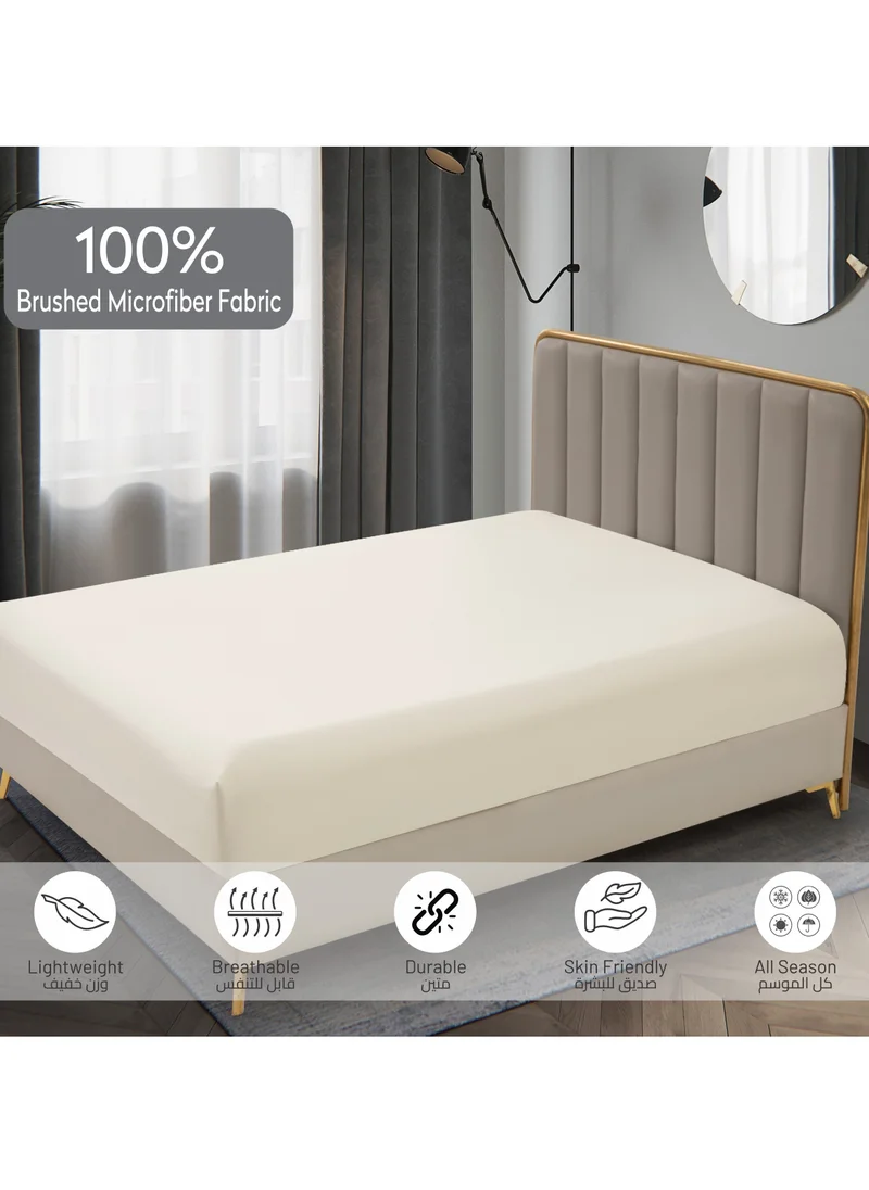 Donetella Bedding Fitted Sheet 3-Pcs Super King Size Solid Bed Sheet Set Fits(200x200CM) With Pillowcases And 35 CM Extra Deep Brushed Microfiber Bed Sheet,Lemon Grass