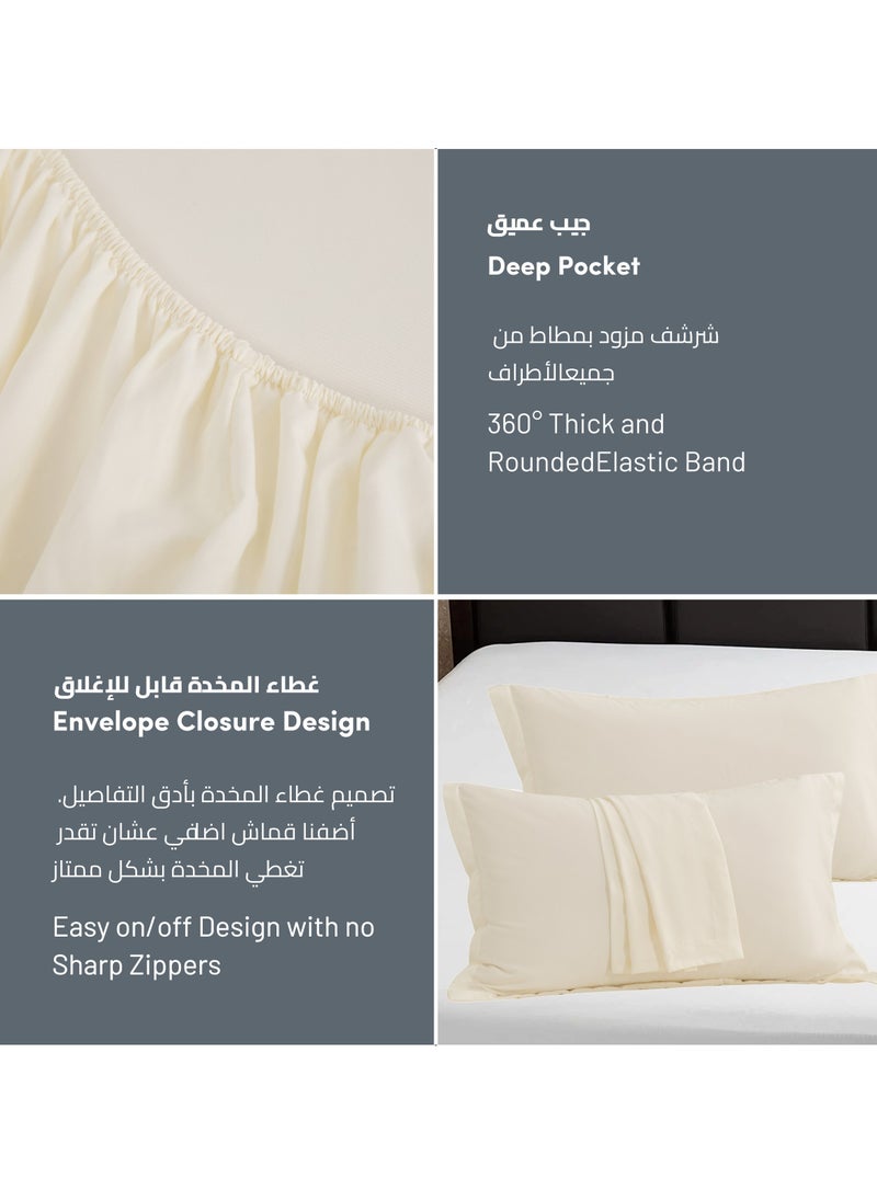 Donetella - Bedding Fitted Sheet 3-Pcs Super King Size Solid Bed Sheet Set Fits(200x200CM) With Pillowcases And 35 CM Extra Deep Brushed Microfiber Bed Sheet,Lemon Grass - Image 1