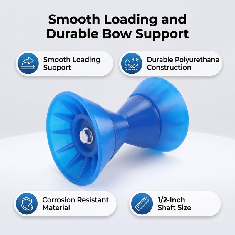 Boat Trailer Bow Roller, PU Trailer Roller Assembly with Spoke & 1/2 Inch Shaft for Boat Launching and Loading - Image 5