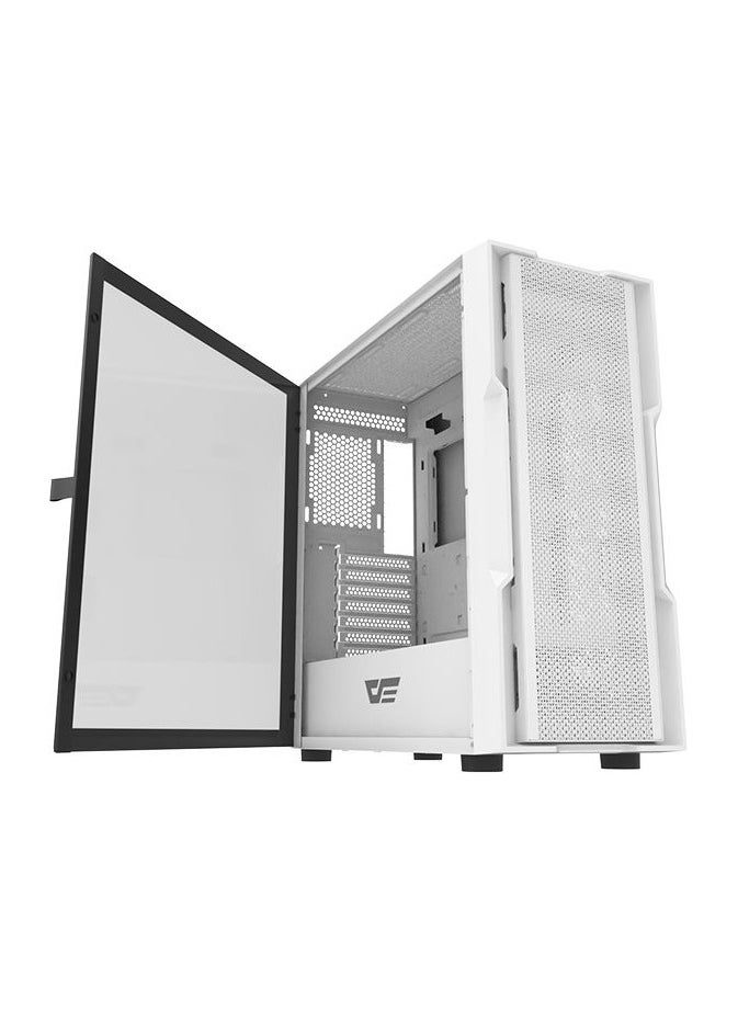 DarkFlash - DarkFlash DK431 Mesh ATX Gaming PC Case, 4x Pre-Installed ARGB Fans, Tempered Glass Left Panel, Up to 360mm Radiator & 12x Fans Support, SPCC + Tempered Glass with Mesh Panels, White - Image 1