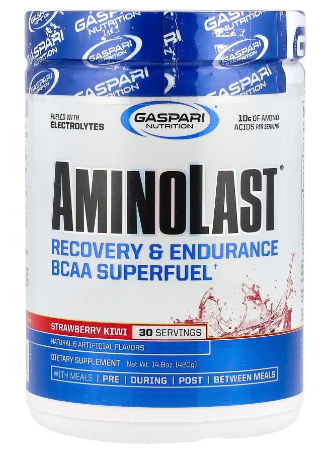 Gaspari Nutrition Aminolast® Recovery & Endurance BCAA Superfuel Strawberry Kiwi 14.8 oz (420 g) - Image 1