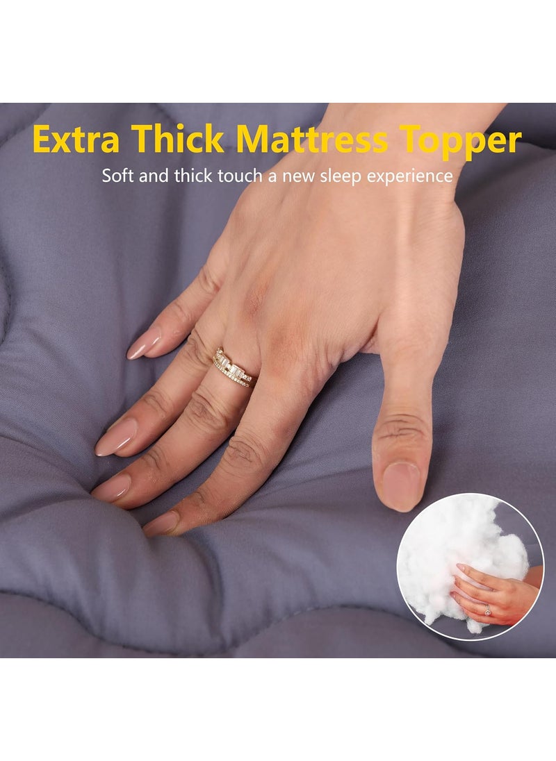 AVI AVI Super Soft 500 GSM Microfiber Mattress Topper for Double Bed Size 72x72 Inch All Season Comfortable Sleep 2 Inch Thick Mattresses Padding Double Size Grey 6x6 Feet 4 Corners Elastic Band  - Image 2