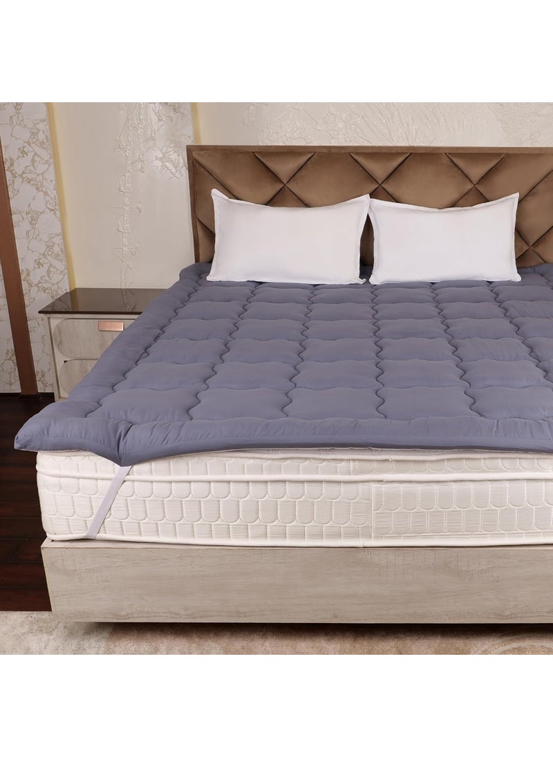AVI AVI Super Soft 500 GSM Microfiber Mattress Topper for Double Bed Size 72x72 Inch All Season Comfortable Sleep 2 Inch Thick Mattresses Padding Double Size Grey 6x6 Feet 4 Corners Elastic Band  - Image 1