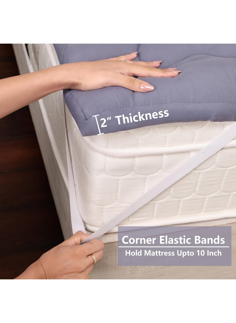 AVI AVI Super Soft 500 GSM Microfiber Mattress Topper for Double Bed Size 72x72 Inch All Season Comfortable Sleep 2 Inch Thick Mattresses Padding Double Size Grey 6x6 Feet 4 Corners Elastic Band  - Image 3