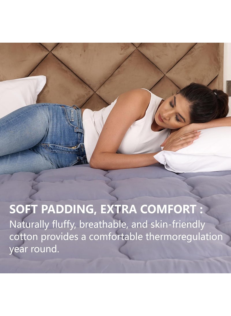 AVI AVI Super Soft 500 GSM Microfiber Mattress Topper for Double Bed Size 72x72 Inch All Season Comfortable Sleep 2 Inch Thick Mattresses Padding Double Size Grey 6x6 Feet 4 Corners Elastic Band  - Image 4