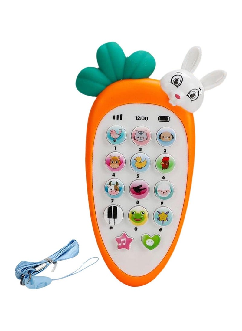 Generic Cute Carrot Baby Toy Phone – Animal Sound Learning Musical Mobile with Lights & Soft Silicone Buttons for Toddlers (Orange) - Image 1