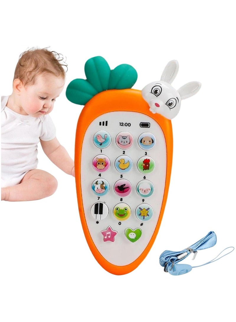Generic Cute Carrot Baby Toy Phone – Animal Sound Learning Musical Mobile with Lights & Soft Silicone Buttons for Toddlers (Orange) - Image 4