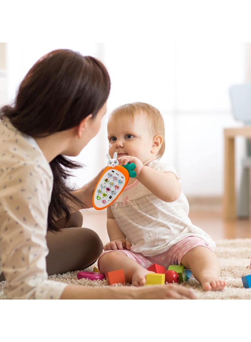 Generic Cute Carrot Baby Toy Phone – Animal Sound Learning Musical Mobile with Lights & Soft Silicone Buttons for Toddlers (Orange) - Image 5