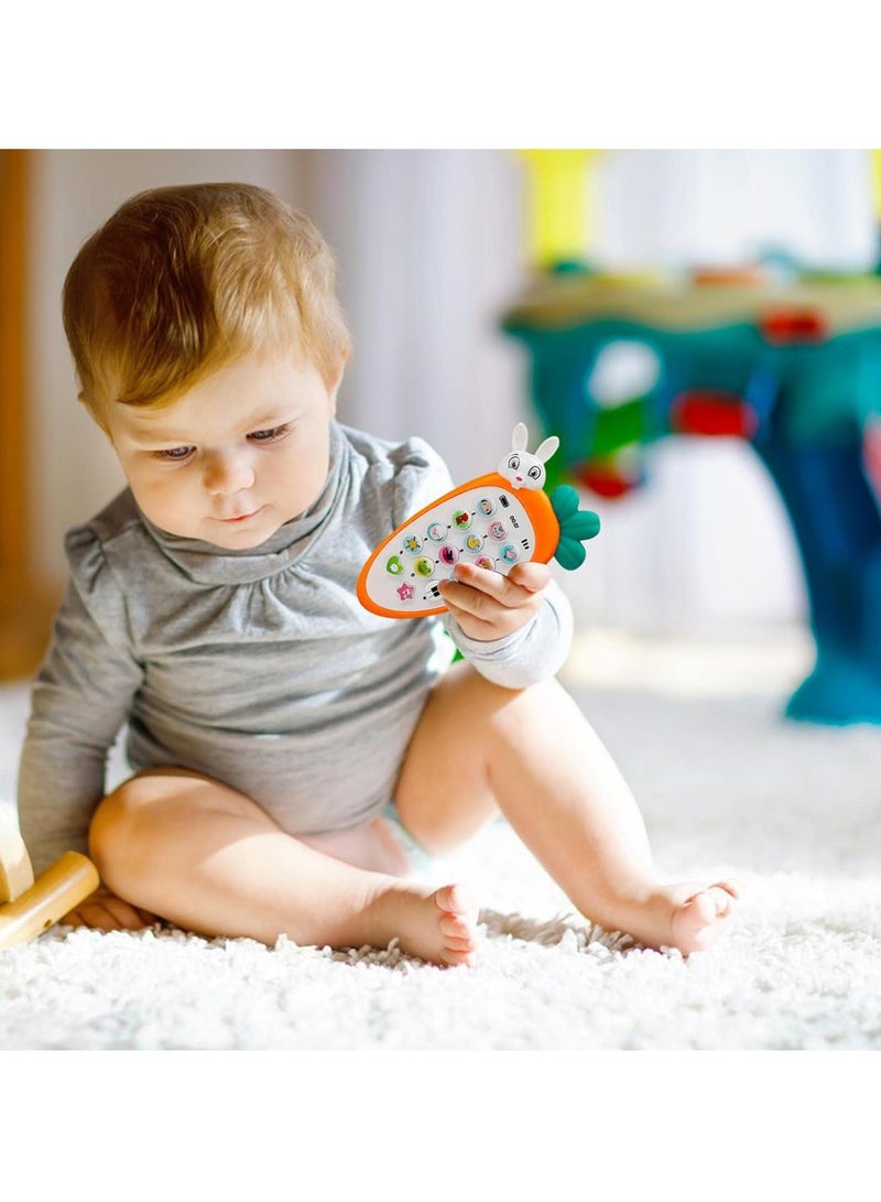Generic Cute Carrot Baby Toy Phone – Animal Sound Learning Musical Mobile with Lights & Soft Silicone Buttons for Toddlers (Orange) - Image 2