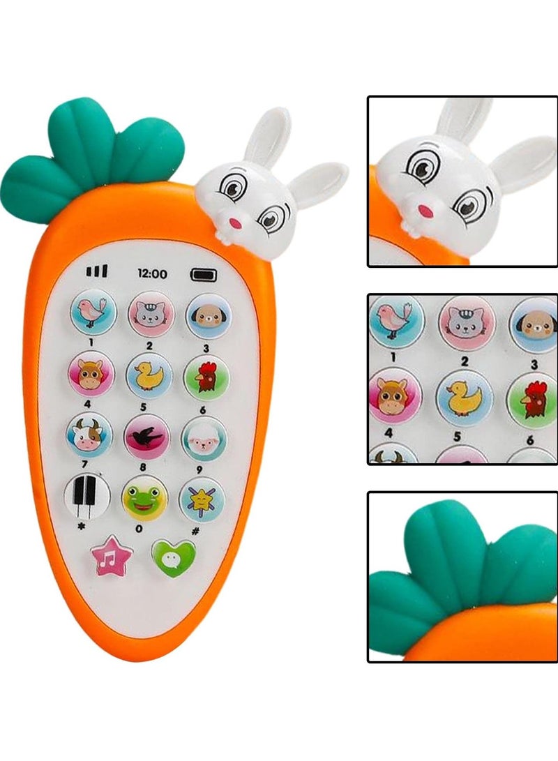 Generic Cute Carrot Baby Toy Phone – Animal Sound Learning Musical Mobile with Lights & Soft Silicone Buttons for Toddlers (Orange) - Image 3