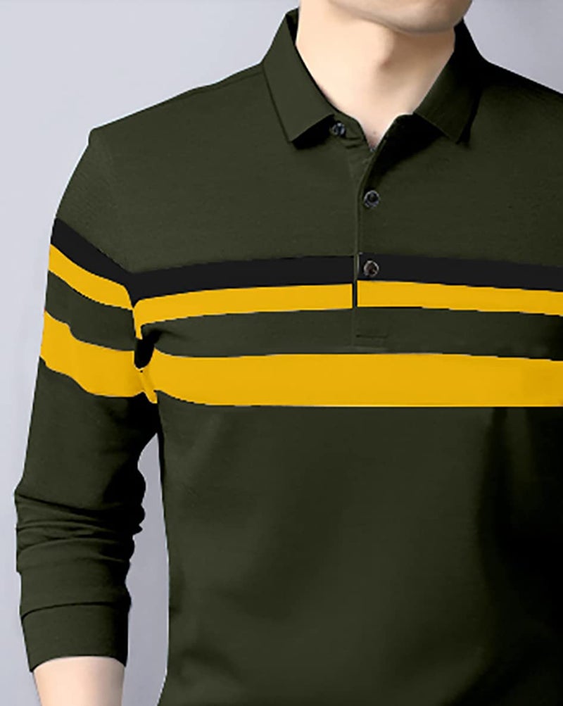 AUSK Men's Polo T-Shirt || Tshirt for Men Polo||Full Sleeves t Shirt for Mens Green - Image 3