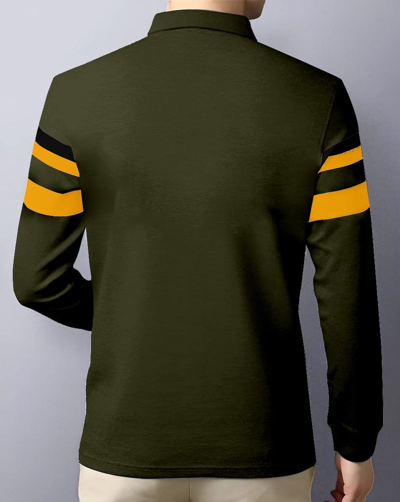 AUSK Men's Polo T-Shirt || Tshirt for Men Polo||Full Sleeves t Shirt for Mens Green - Image 2