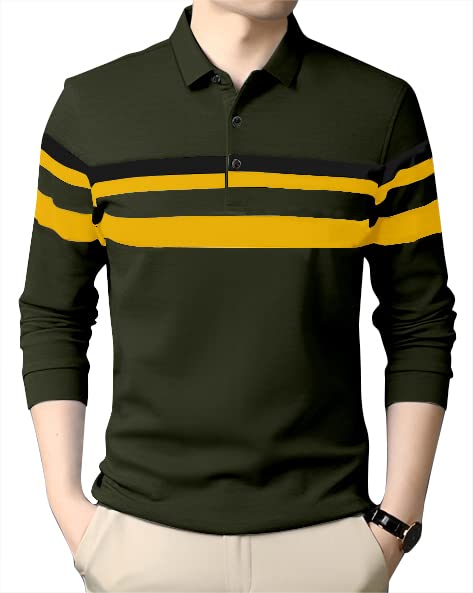 AUSK Men's Polo T-Shirt || Tshirt for Men Polo||Full Sleeves t Shirt for Mens Green - Image 1