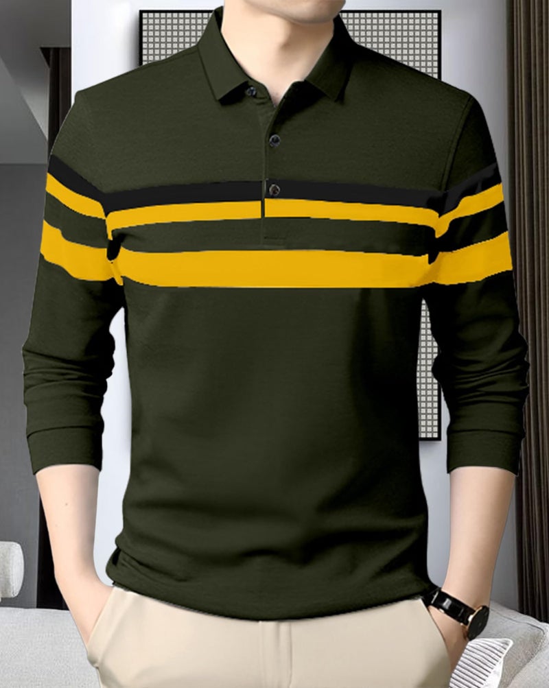 AUSK Men's Polo T-Shirt || Tshirt for Men Polo||Full Sleeves t Shirt for Mens Green - Image 4