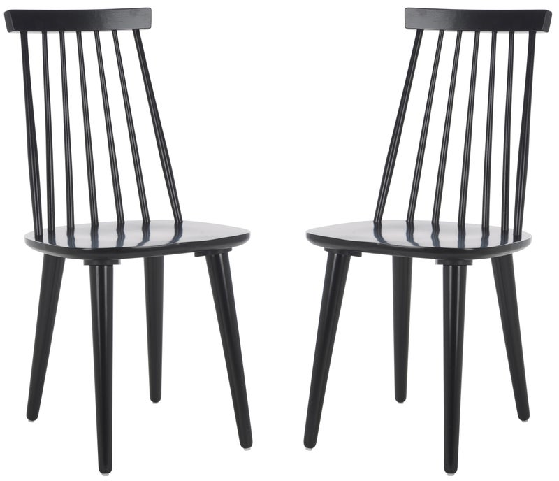 Safavieh American Homes Collection Burris Country Farmhouse Wood Black Spindle Side Chair Set of 2