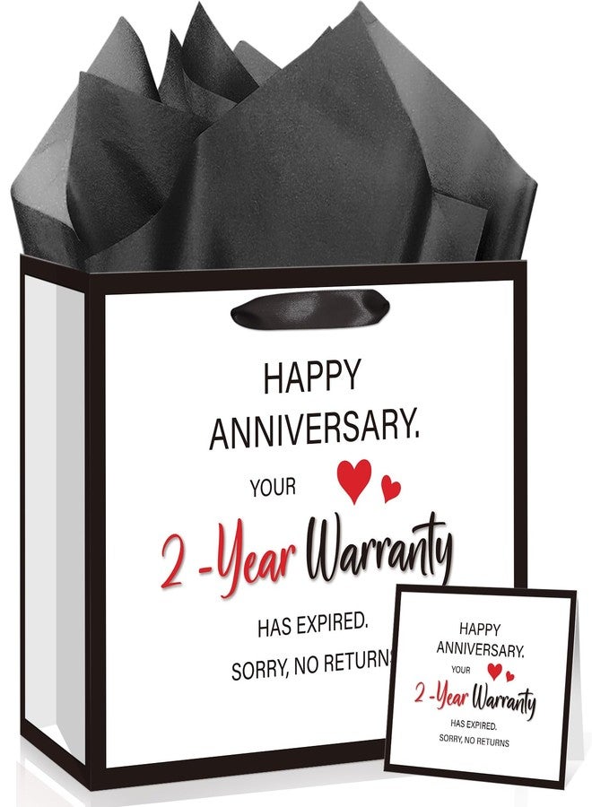 Woosytoo Anniversary 2 Year Gift Bag for Men Women Funny 2nd Anniversary Wedding Marriage Gift Bags with Wrapping Paper Card Second Anniversary Party Favors Decor Supplies Husband Wife Boyfriend Girlfriend - Image 1