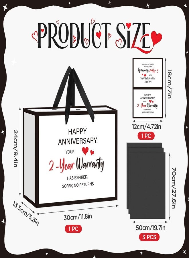 Woosytoo Anniversary 2 Year Gift Bag for Men Women Funny 2nd Anniversary Wedding Marriage Gift Bags with Wrapping Paper Card Second Anniversary Party Favors Decor Supplies Husband Wife Boyfriend Girlfriend - Image 4