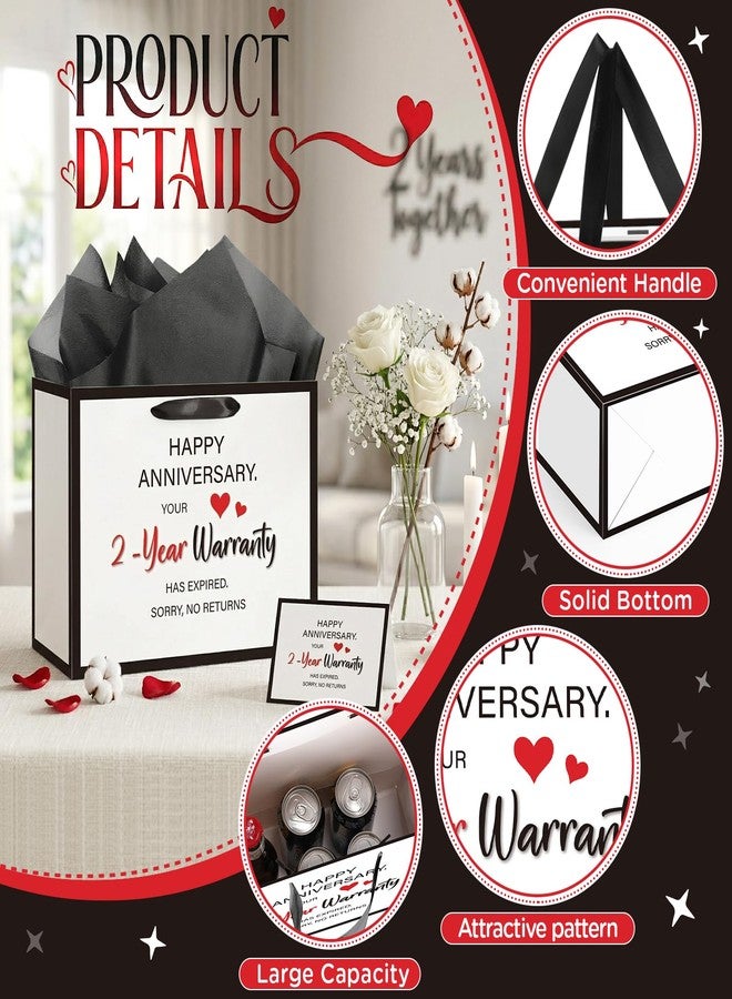 Woosytoo Anniversary 2 Year Gift Bag for Men Women Funny 2nd Anniversary Wedding Marriage Gift Bags with Wrapping Paper Card Second Anniversary Party Favors Decor Supplies Husband Wife Boyfriend Girlfriend - Image 2