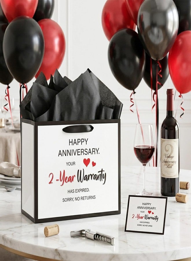 Woosytoo Anniversary 2 Year Gift Bag for Men Women Funny 2nd Anniversary Wedding Marriage Gift Bags with Wrapping Paper Card Second Anniversary Party Favors Decor Supplies Husband Wife Boyfriend Girlfriend - Image 3