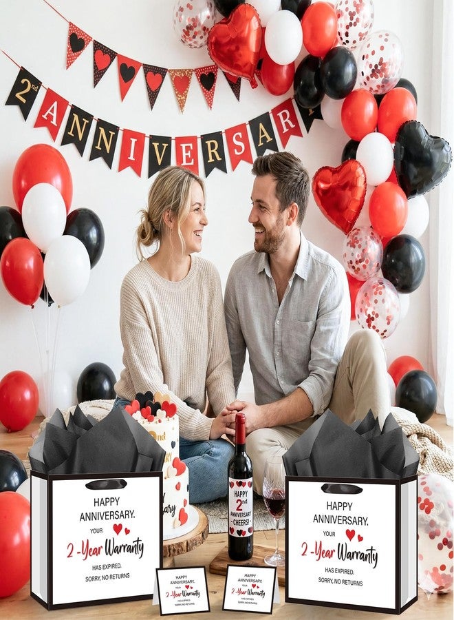 Woosytoo Anniversary 2 Year Gift Bag for Men Women Funny 2nd Anniversary Wedding Marriage Gift Bags with Wrapping Paper Card Second Anniversary Party Favors Decor Supplies Husband Wife Boyfriend Girlfriend - Image 5