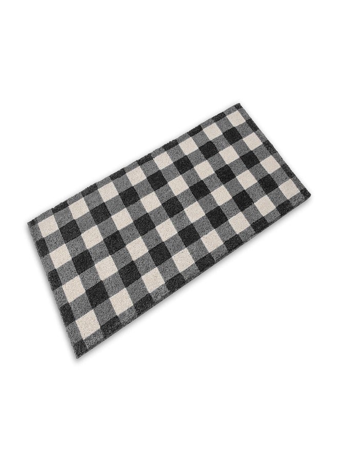 Kempf Buffalo Plaid Doormat with Rubber Backing, Anti-Slip, Large Sizes for Double Doors (22 x 47-inch, Black)