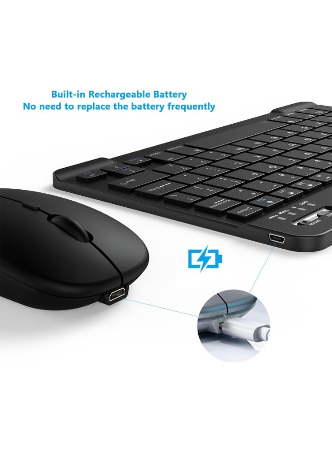 مجموعة لوحة مفاتيح وماوس بلوتوث صغيرة فائقة النحافة وقابلة لإعادة الشحن لاسلكية محمولة لأجهزة Android اللوحية والهواتف المحمولة وSamsung والهواتف الذكية iPhone وiPad mini Pro Air 10.2 10.9 11 12.9 13 بوصة - Image 4