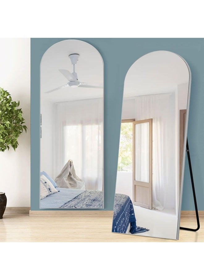 Decorhills Full Length Mirror Arch Frame with Floor Stand Wrought Iron Full Length Mirror Black Frame 60x180cm  - Image 1