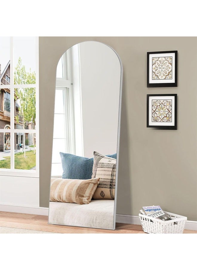 Decorhills Full Length Mirror Arch Frame with Floor Stand Wrought Iron Full Length Mirror Black Frame 60x180cm  - Image 2