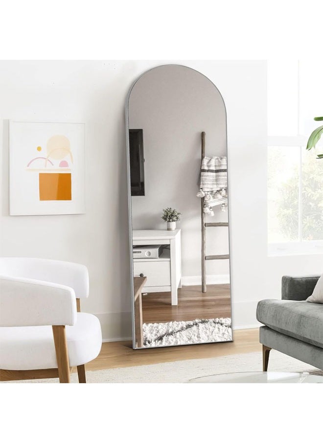 Decorhills Full Length Mirror Arch Frame with Floor Stand Wrought Iron Full Length Mirror Black Frame 60x180cm  - Image 3