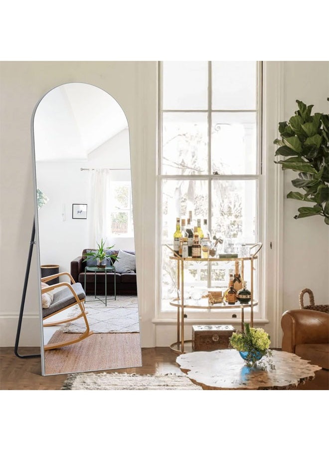 Decorhills Full Length Mirror Arch Frame with Floor Stand Wrought Iron Full Length Mirror Black Frame 60x180cm  - Image 4