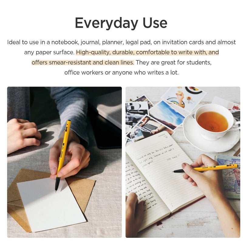 MONAMI BP 153 Retractable Ballpoint Pen, Medium Point (1.0mm), Black, 12-Count - Image 5