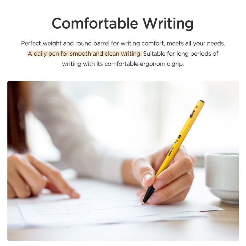 MONAMI BP 153 Retractable Ballpoint Pen, Medium Point (1.0mm), Black, 12-Count - Image 4