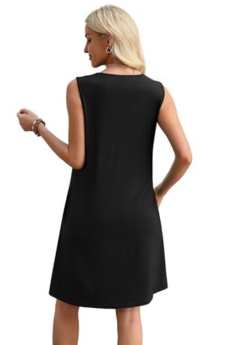 Sipaya Womens Dress Casual Black Dresses for Funeral Outfits V Neck Church Dresses Flowy Sun Dress Women Lace Spring Summer Clothes Party Formal Black M - Image 5