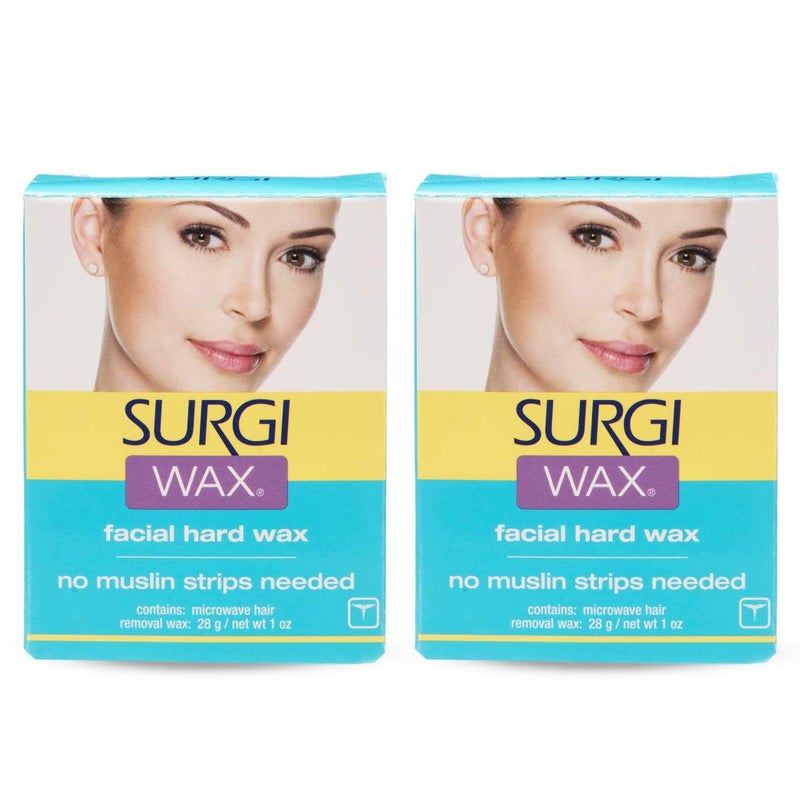 Surgiwax Microwaveable Facial Hair Removal Wax, Hard Wax Kit â€“ Stripless Hair Removal for Face, & Upper Lip, At-Home Waxing Kit for Women, 1 oz, 2 Pack - Image 1