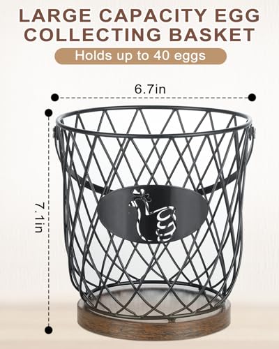 AOOHOOA Egg Basket for Gathering Fresh Eggs, Round Egg Collecting Basket with Handle, Egg Holder Countertop Decor & K-Cup Organizer (Metal) - Image 4