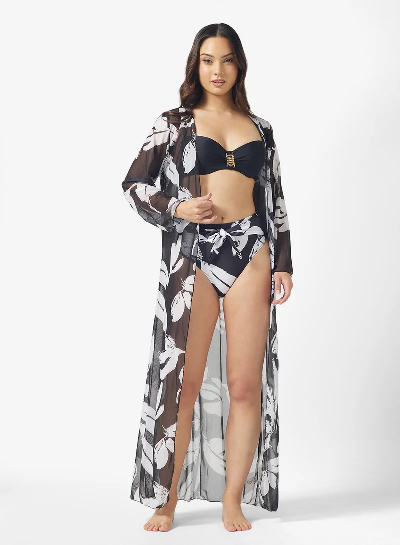 Ginger 3 Pc Bikini Set With Floral Printed Robe