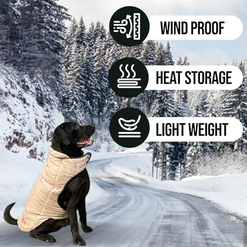 Lulala Winter Jacket - Reversible, Warm, Waterproof and Windproof Coat for Cold Weather - Stylish and Cozy Dog Clothes (Cream, 12 Inch) - Image 5