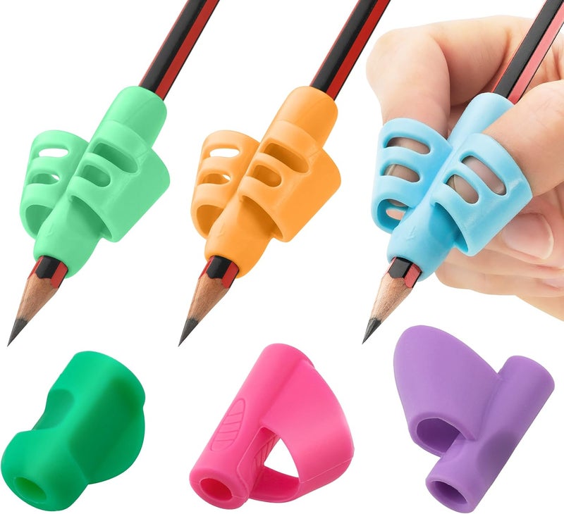 Stylo عبوة من 6 مقبضات أقلام رصاص للأطفال لتحسين الكتابة حوامل أقلام مثالية للتعليم المنزلي ورياض الأطفال أدوات الكتابة مقبضات أقلام متنوعة هدايا عيد الميلاد (عبوة من 6، متعددة الألوان) - Image 1